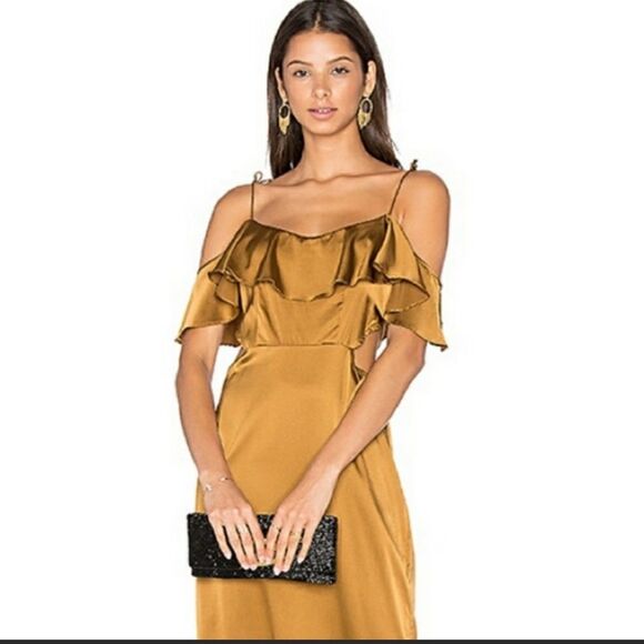 LPA NWT Brown SILK Maxi Dress - Picture 4 of 11